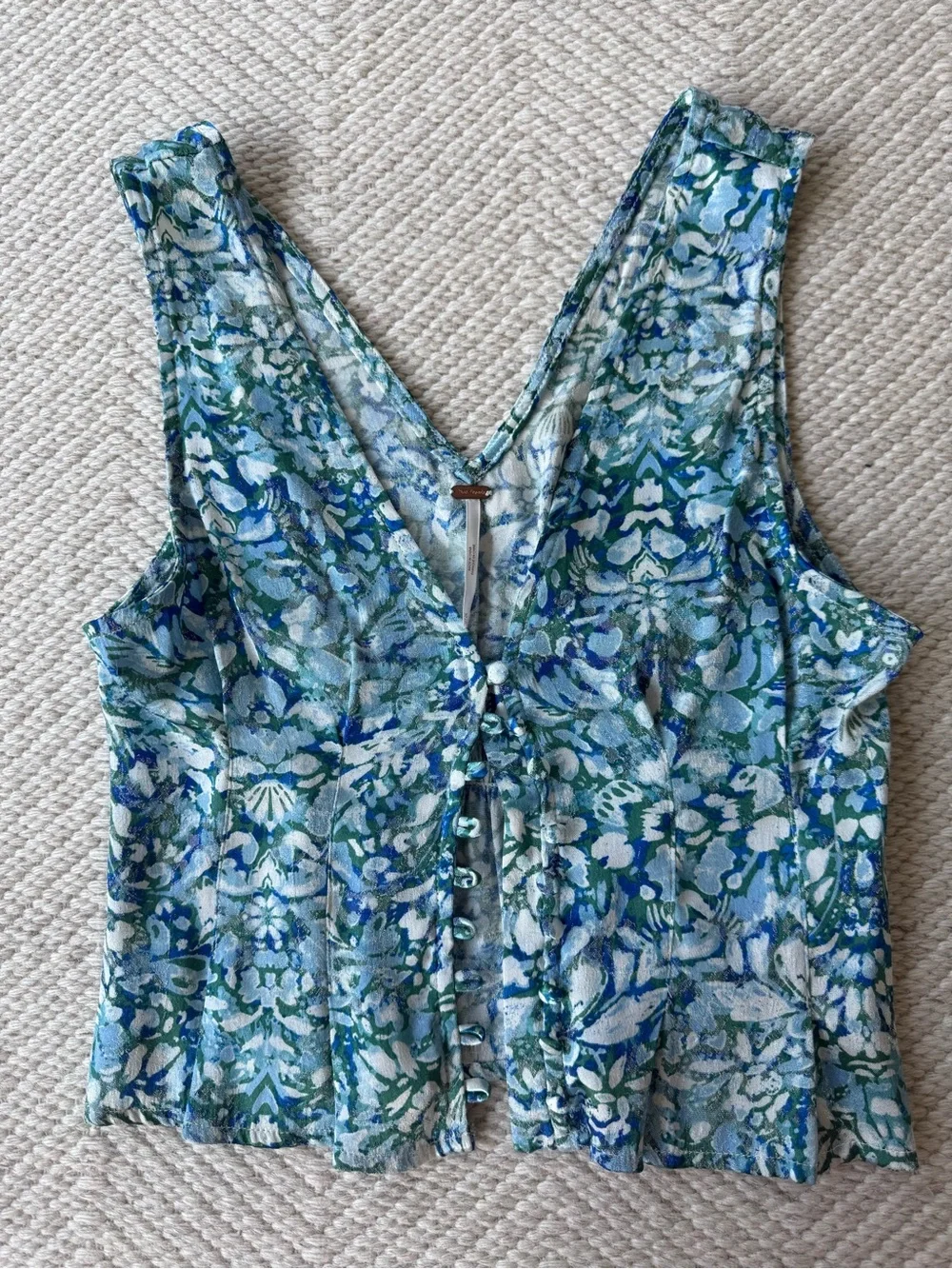 Free People Blue Dancing Wishes Tank Top XS
